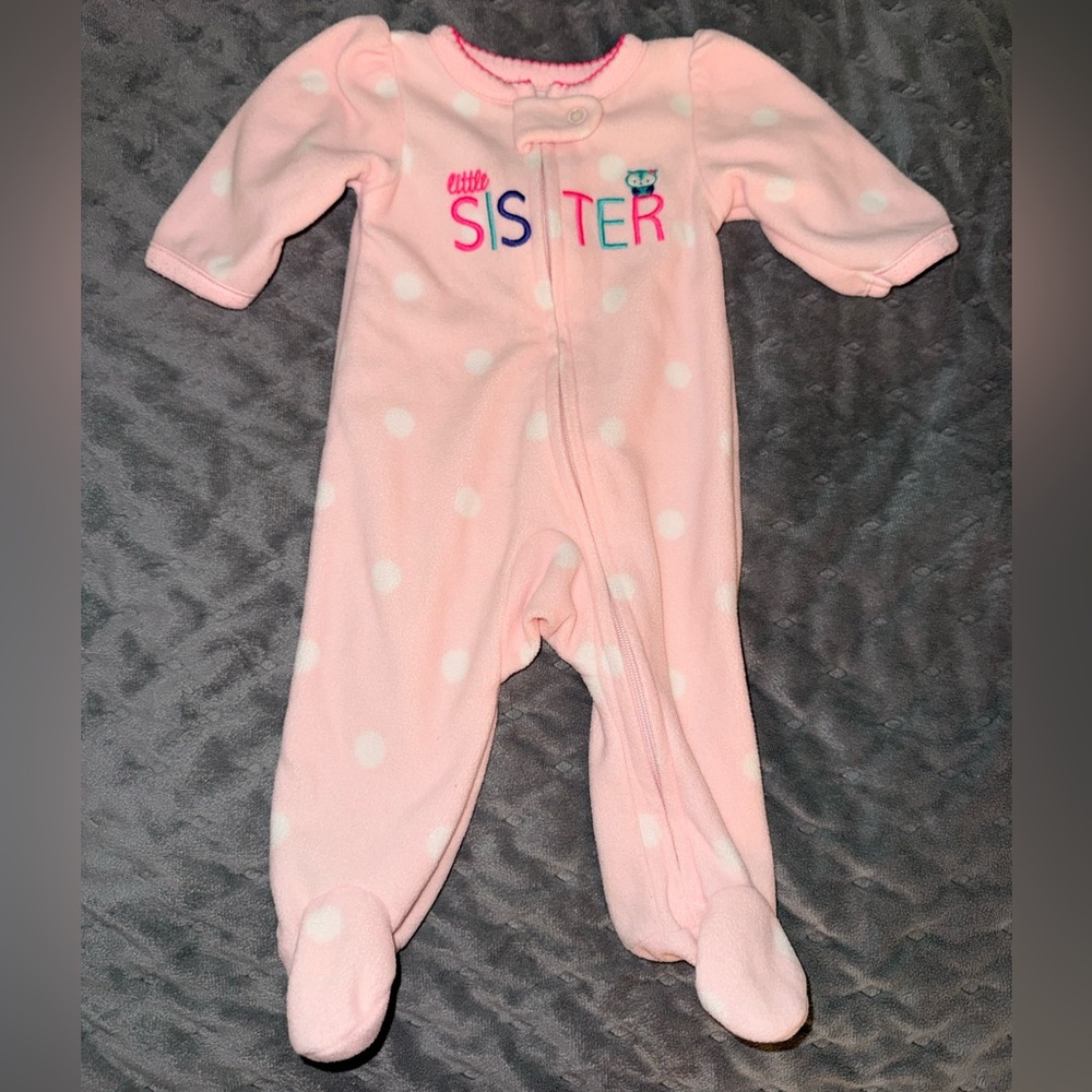 Charming Pink 'Little Sister' Footie Pajamas